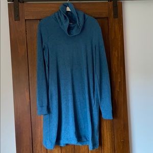 Cowl neck fleece sweatshirt dress